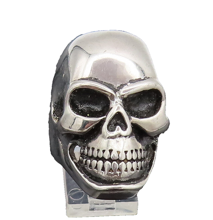 925 Sterling Silver  Vintage Heavy Carved Skull Biker Ring Sz 13.25  RG26844