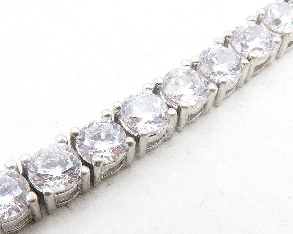 925 Sterling Silver  Sparkling Round Cut Cubic Zirconia Chain Necklace  NE2090