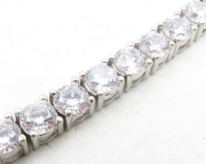 925 Sterling Silver  Sparkling Round Cut Cubic Zirconia Chain Necklace  NE2090