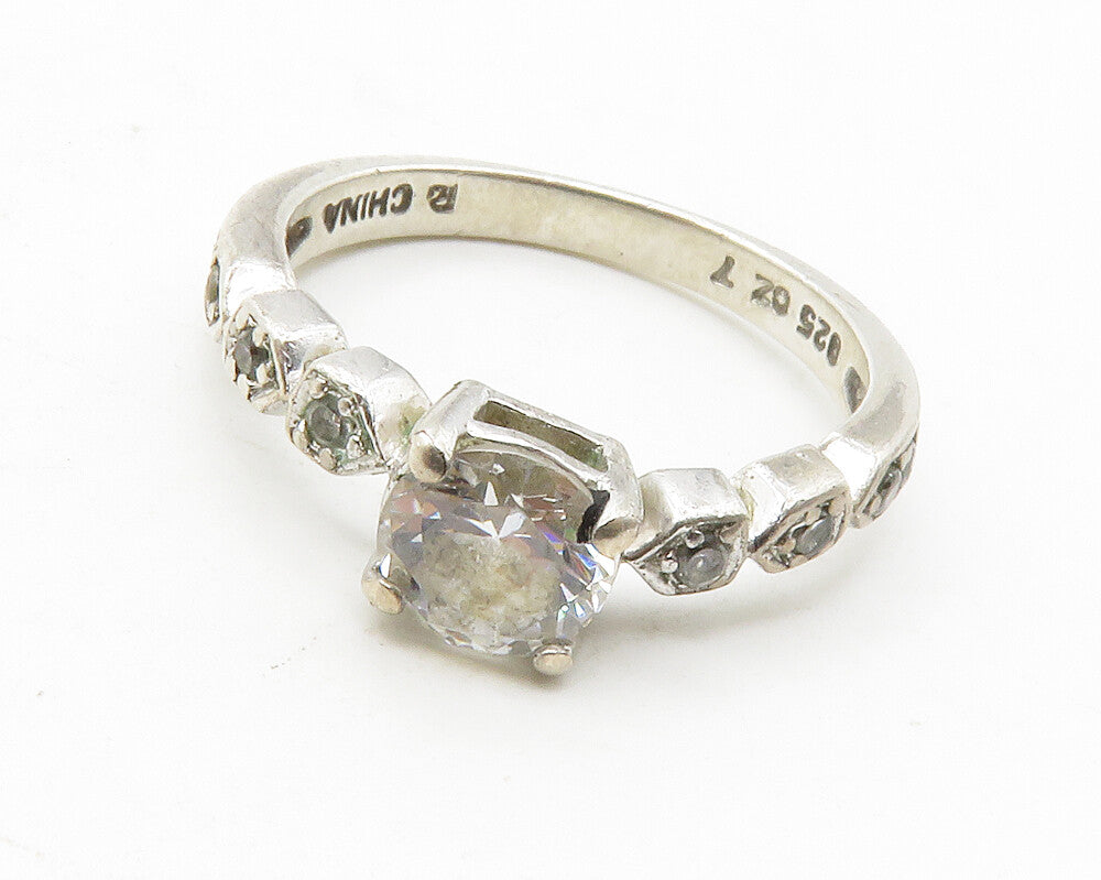 ROSS SIMON 925 Silver  Cubic Zirconia Solitaire With Accents Ring Sz 7 RG13317