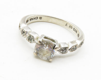 ROSS SIMON 925 Silver  Cubic Zirconia Solitaire With Accents Ring Sz 7 RG13317