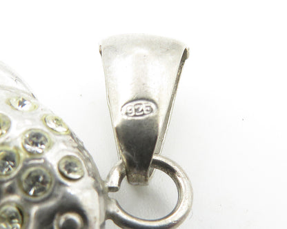 925 Sterling Silver  Vintage Topaz Hollow Leaping Dolphin Pendant  PT8470