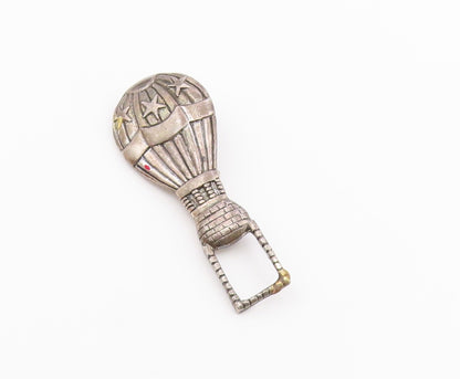 925 Sterling Silver  Vintage Star Ribbed Hot Air Balloon Brooch Pin  BP9486
