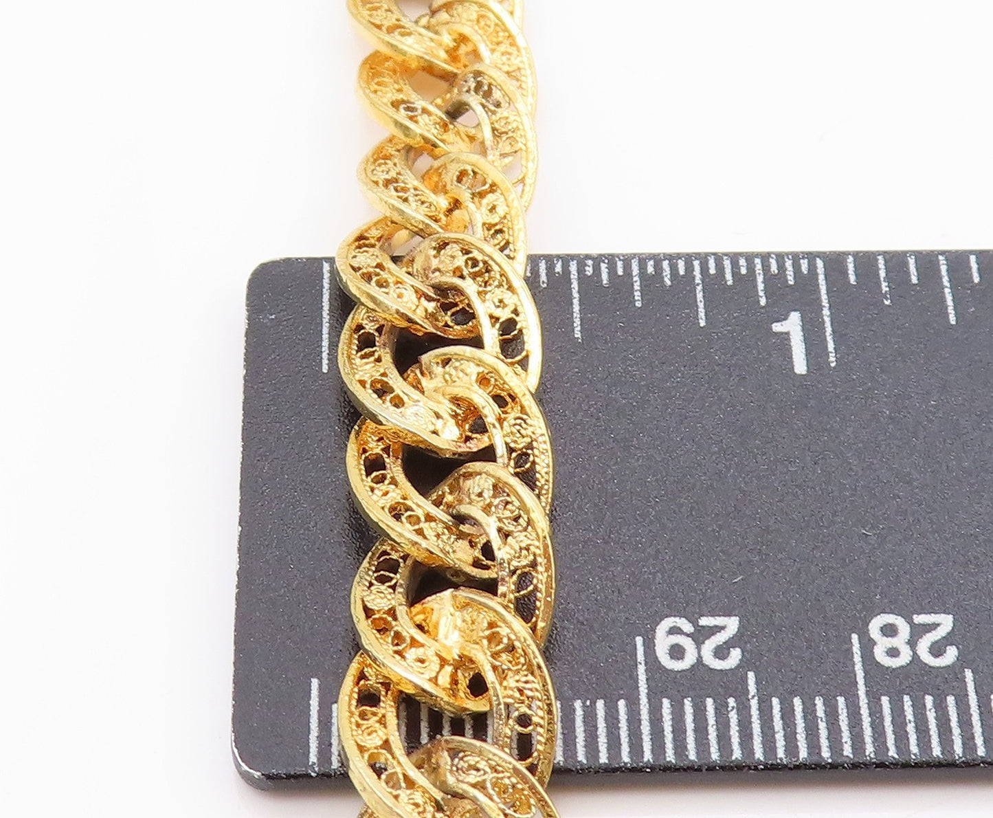 925 Sterling Silver Vintage Necklace Gold Plated Curb Cuban Link Chain  NE4652