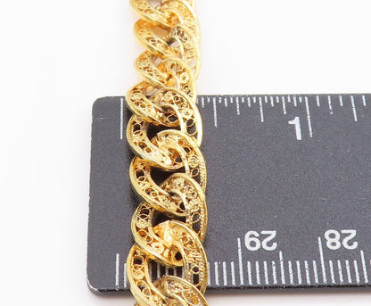 925 Sterling Silver Vintage Necklace Gold Plated Curb Cuban Link Chain  NE4652