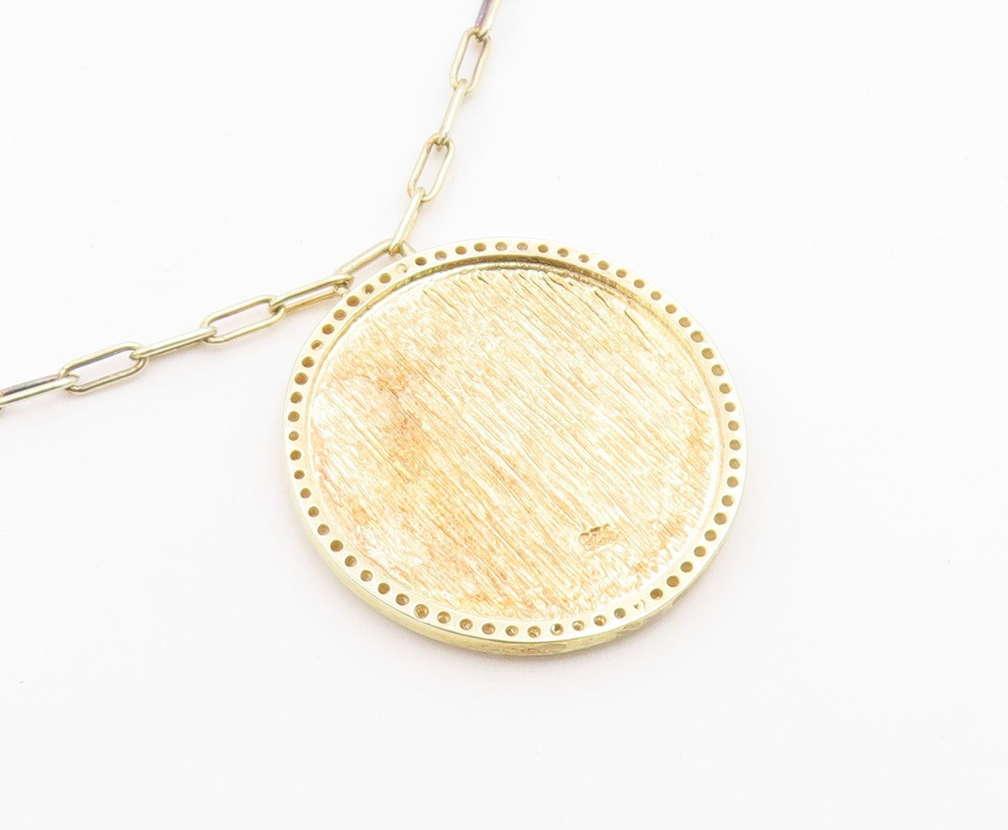 925 Sterling Silver Vintage Necklace Gold Plated CZ Enamel Evil Eye Medal NE4929
