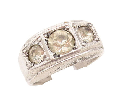 925 Sterling Silver Vintage Ring Antique Design Topaz Inlay  Sz 10.5  RG31438