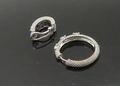 JUDITH RIPKA 925 Silver Vintage Multi Stone Lot Single Hoop Earrings EG11322