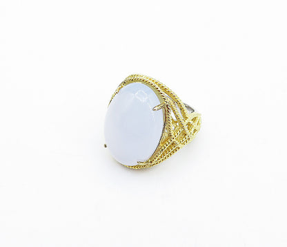 925 Sterling Silver  Cabochon Cut Milky Quartz Cocktail Ring Sz 8  RG4100