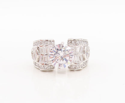 925 Sterling Silver Vintage Ring Multi Shape CZ Inlay Wedding Ring Sz 7  RG29556