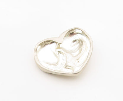 925 Sterling Silver Vintage Pendant LENOX Topaz Sleeping Cat Love Heart  PT26316