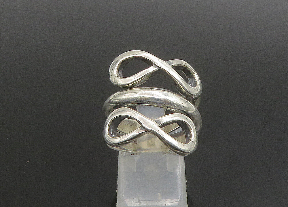 925 Sterling Silver   Vintage Shiny Infinity Bypass Band Ring Sz 8.5  RG23404
