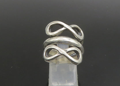 925 Sterling Silver   Vintage Shiny Infinity Bypass Band Ring Sz 8.5  RG23404