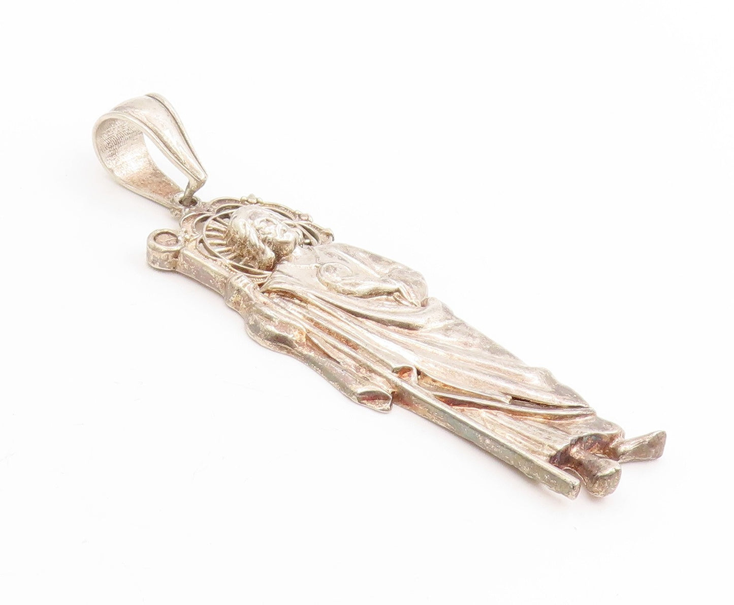 925 Sterling Silver Vintage Pendant Catholic Saint Jude Religious Locket PT25431