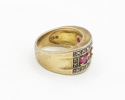 ROSS SIMON 925 Silver  Ruby Gold Plated 2 Tone Shiny Band Ring Sz 6  RG17706