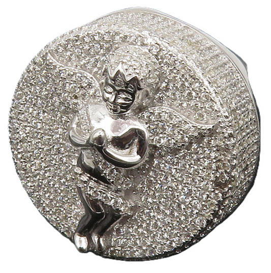 925 Sterling Silver  Cubic Zirconia Praying Angel Cocktail Ring Sz 10  RG11919