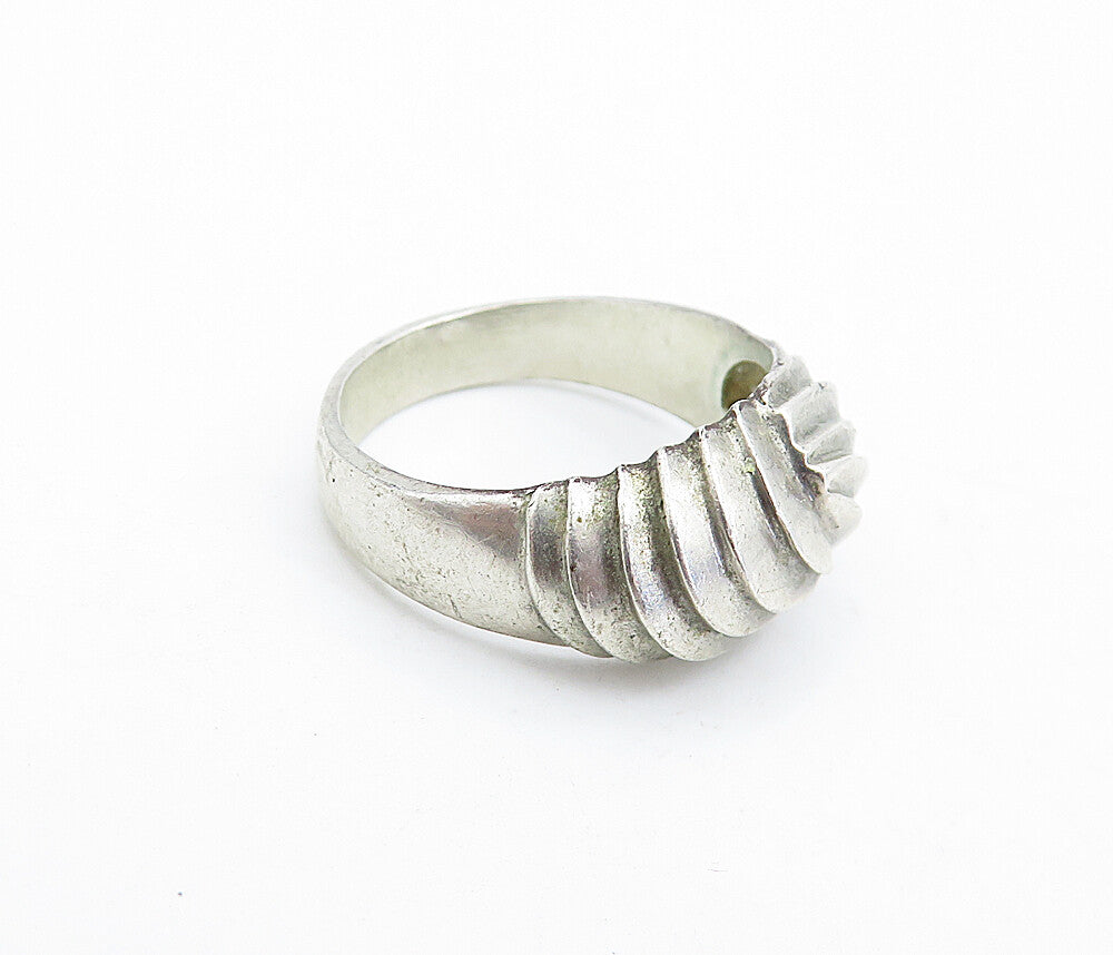925 Sterling Silver  Vintage Fluted Dome Design Round Band Ring Sz 6  RG4757