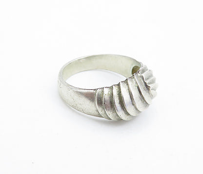 925 Sterling Silver  Vintage Fluted Dome Design Round Band Ring Sz 6  RG4757