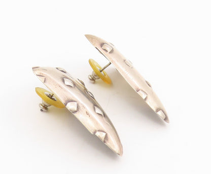 925 Sterling Silver Vintage Earrings Chunky Textured Triangle Studs  EG14007