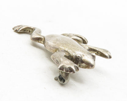 ZINA 925 Sterling Silver  Vintage Smooth Frog Animal Brooch Pin  BP4644