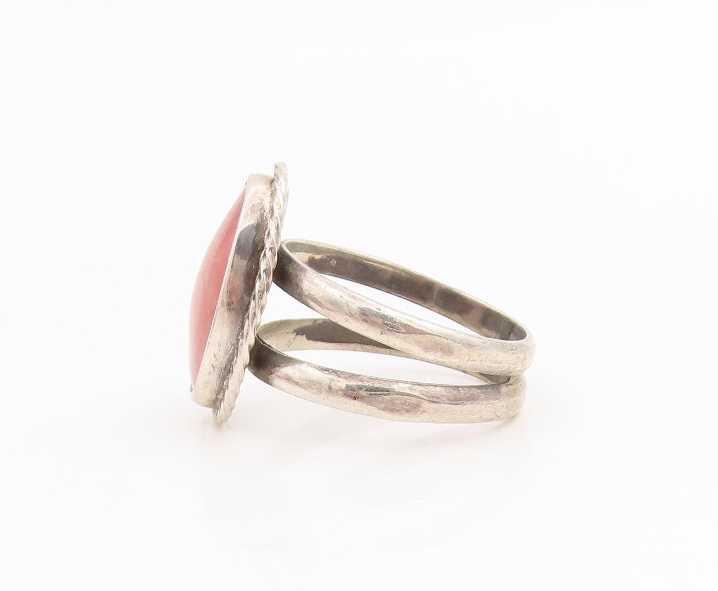 925 Sterling Silver Vintage Ring Oval Rhodochrosite Split Band  Sz 6.5  RG34817