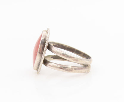 925 Sterling Silver Vintage Ring Oval Rhodochrosite Split Band  Sz 6.5  RG34817