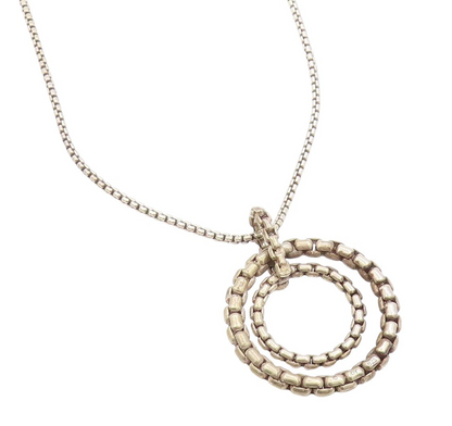 925 Sterling Silver Vintage Necklace Designer Interlocking Circles Chain NE4664