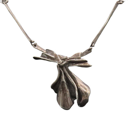 925 Sterling Silver  Vintage Designer Crush Paper Texture Necklace  NE4058
