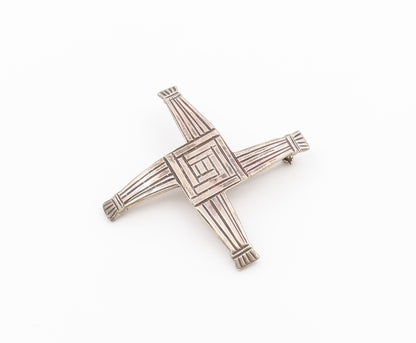 925 Sterling Silver Vintage Brooch Pin Classic Etched St. Brigid's Cross BP12620