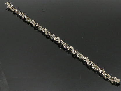 925 Silver  Vintage Citrine Peridot Amethyst & Topaz Infinity Bracelet  BT9440