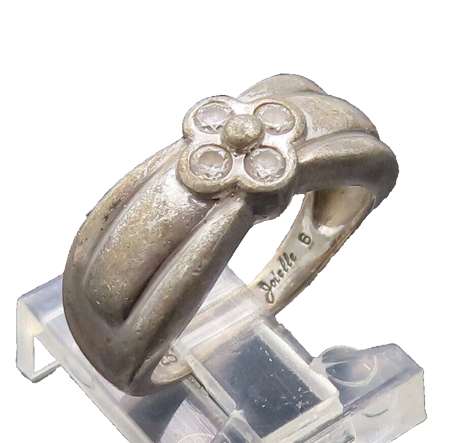 925 Sterling Silver Vintage Ring JOIELLE Solid Carved Topaz Flower Sz 6  RG27881