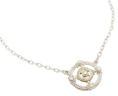 10k Gold & 925 Sterling Silver Vintage Necklace JUDITH RIPKA CZ Chain  NE4853