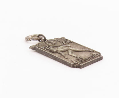 925 Sterling Silver Vintage Pendant 1936 Antique Ice Skats Championship PT24486