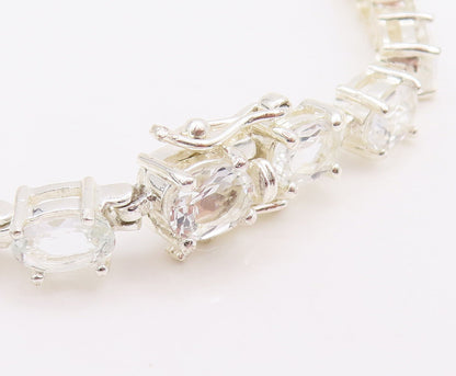 925 Sterling Silver Vintage Bracelet Minimalist Oval Cut Topaz Band  BT10611