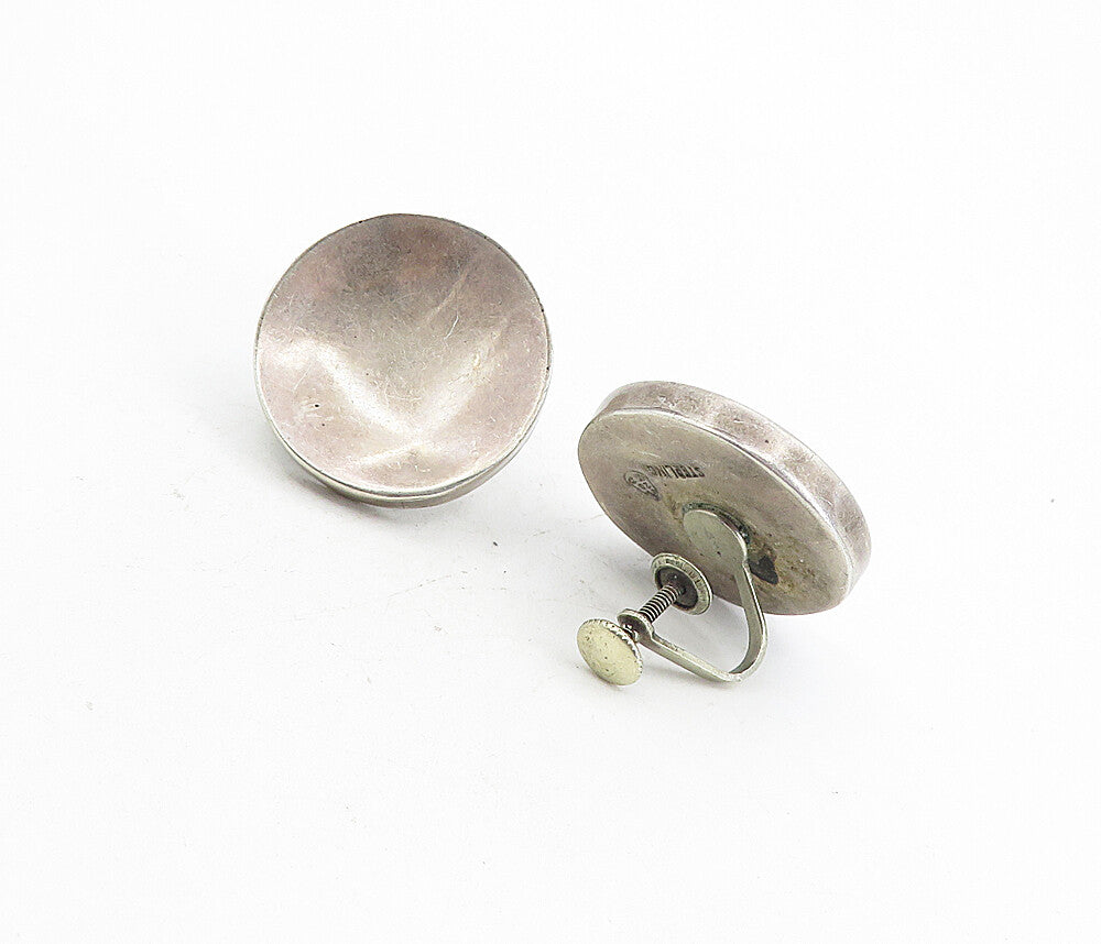 MEXICO 925 Sterling Silver  Vintage Round Non Pierce Screw Earrings  EG4474