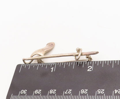 925 Sterling Silver Vintage Brooch Pin Cutout Golf Finishing Pot Hole  BP11093