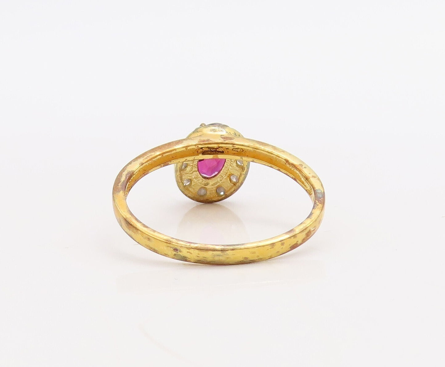 925 Sterling Silver Vintage Ring Gold Plated Diamonds & Gemstones  Sz 8  RG30536