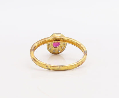 925 Sterling Silver Vintage Ring Gold Plated Diamonds & Gemstones  Sz 8  RG30536