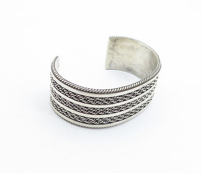 TAHE 925 NAVAJO Sterling Silver  Vintage Shiny Rope Twist Cuff Bracelet BT2204