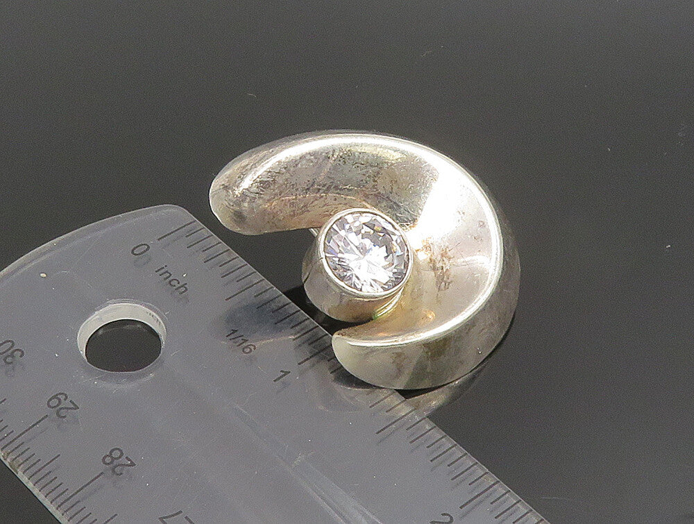 MEXICO 925 Silver  Vintage Cubic Zirconia Spiral Swirl Drop Earrings  EG11697