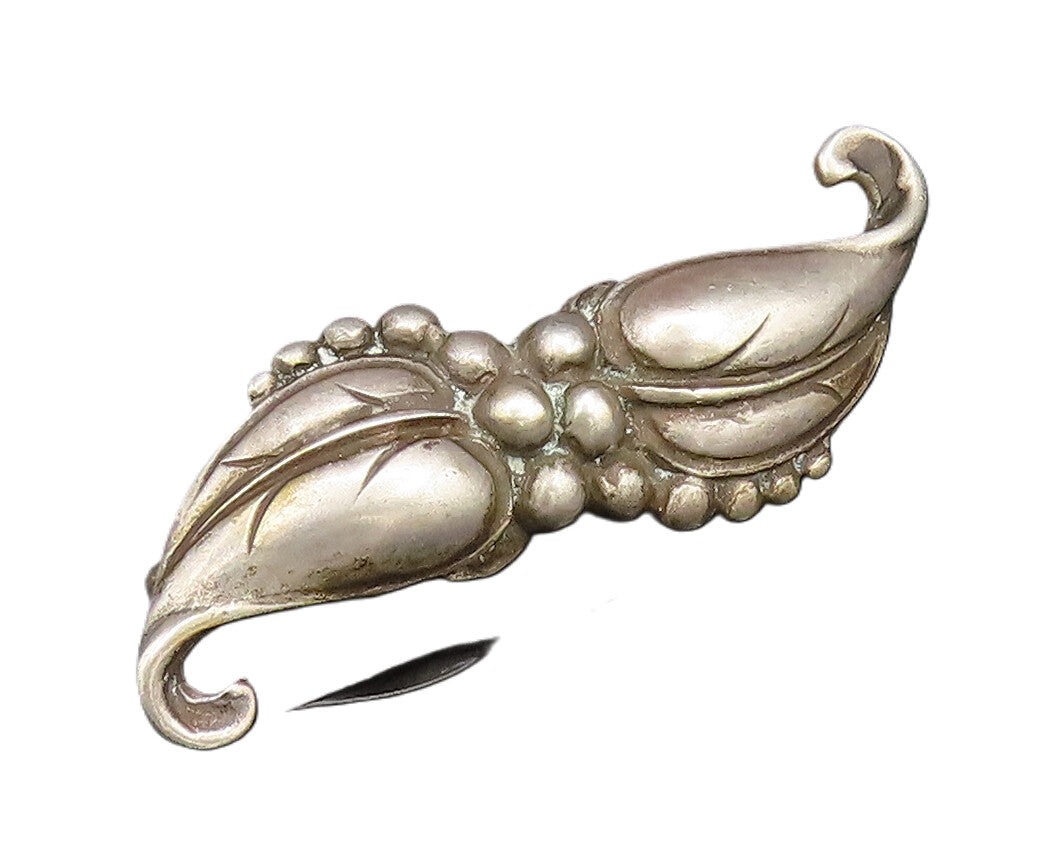 VIKINGCRAFT 925 Silver  Vintage Antique Double Leaves Brooch Pin  BP10013