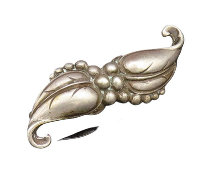 VIKINGCRAFT 925 Silver  Vintage Antique Double Leaves Brooch Pin  BP10013