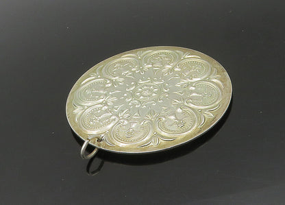 TOWLE 925 Sterling Silver  Vintage Shiny Floral Patterned Pendant  PT18931