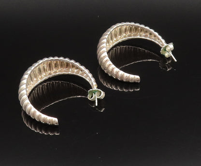 JOHN HARDY 925 Silver  Vintage Graduated Scalloped Open Hoop Earrings  EG12233