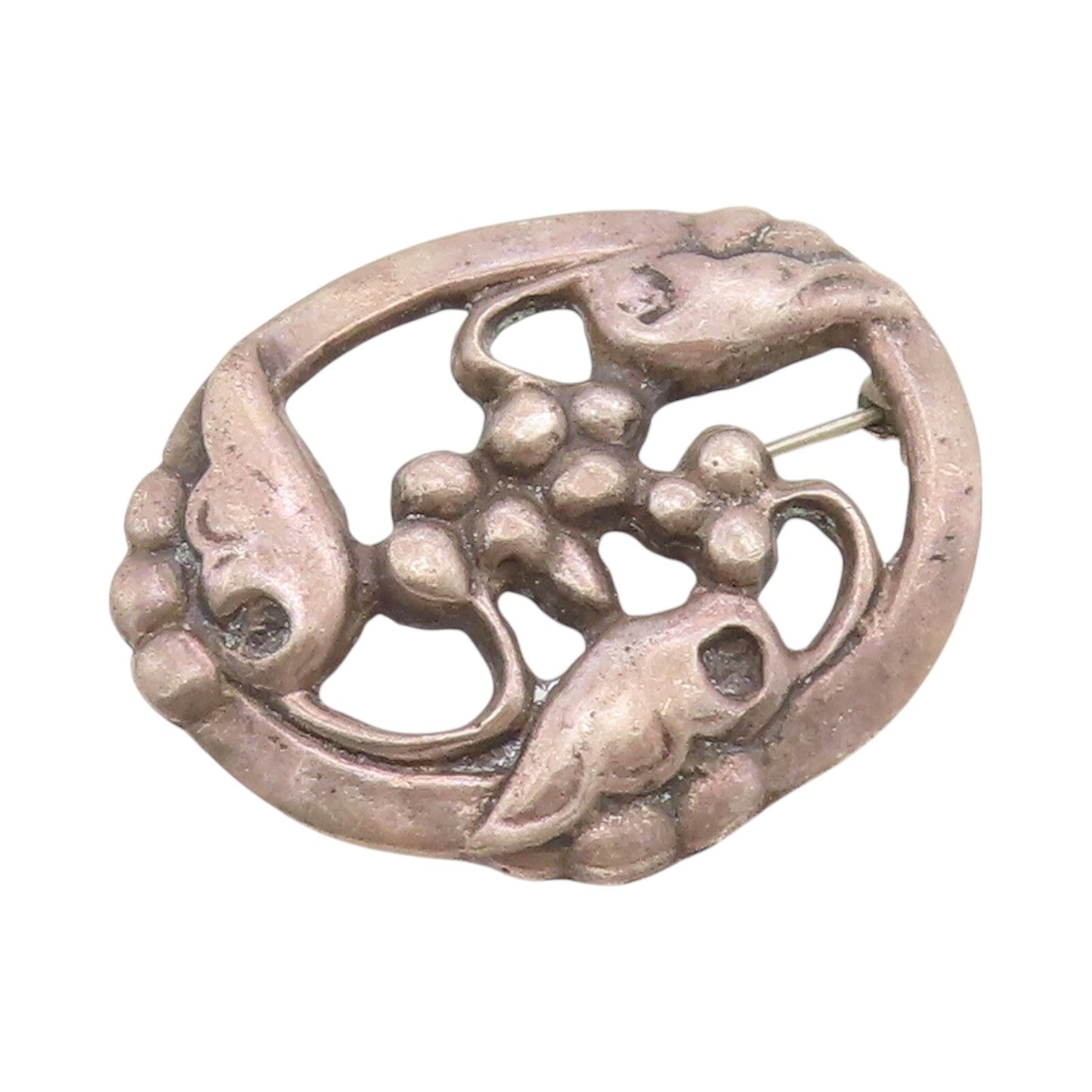 925 Sterling Silver Vintage Brooch Dark Tone Antique Floral Design Cut  BP11488