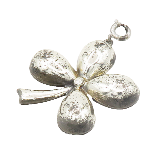 DANECRAFT 925 Sterling Silver  Vintage Shiny Four Leaf Clover Pendant  PT14948