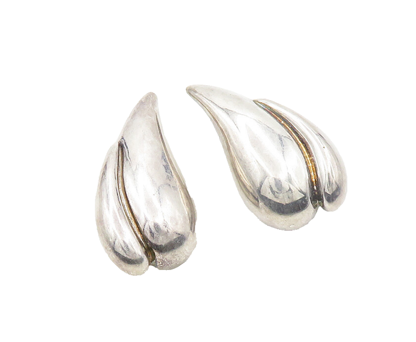 FREDERIC JEAN DUCLOS 925 Silver  Vintage Shiny Non Pierce Earrings  EG9544