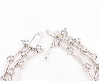 925 Sterling Silver Vintage Bracelet Bezel Set Topaz Multi Strand Link  BT12082