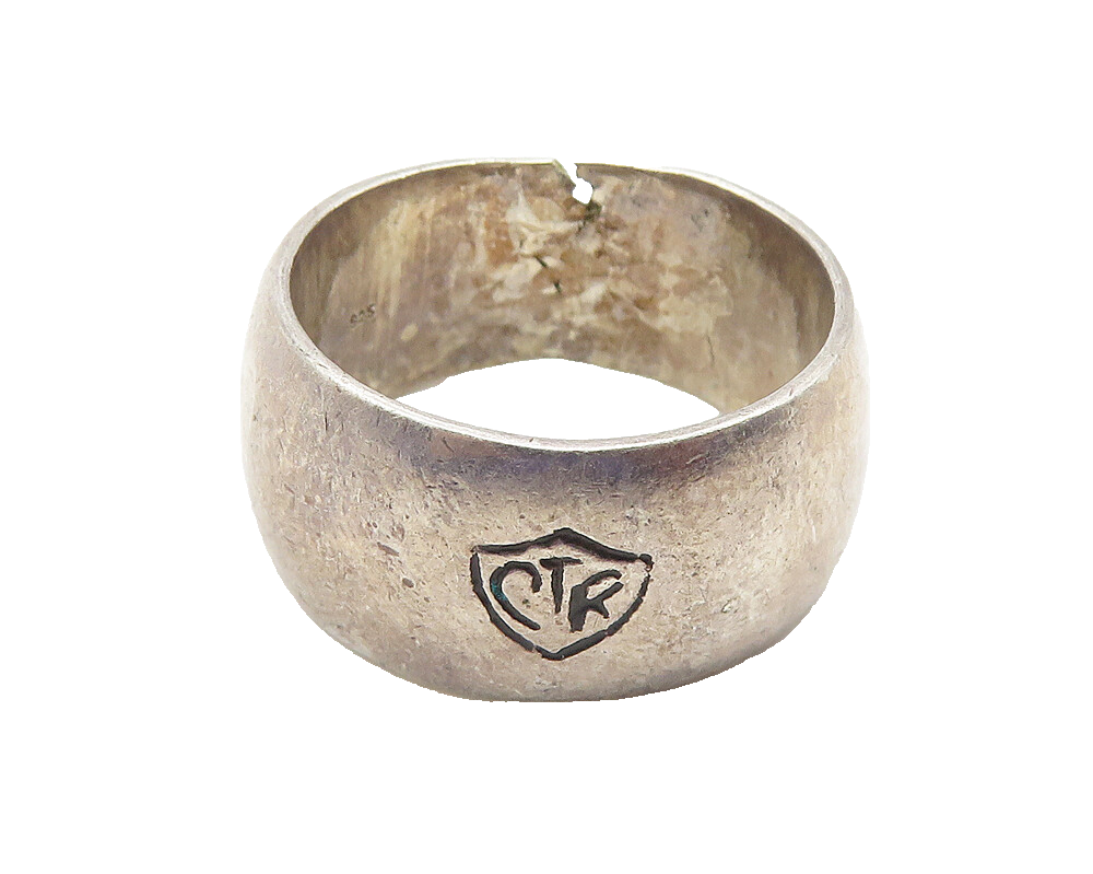 925 Sterling Silver  Vintage Dark Tone CTR Etched Band Ring Sz 7  RG10607