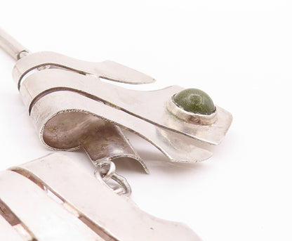 925 Sterling Silver Vintage Necklace MEXICO Trible Design Cut Gemstone  NE4535